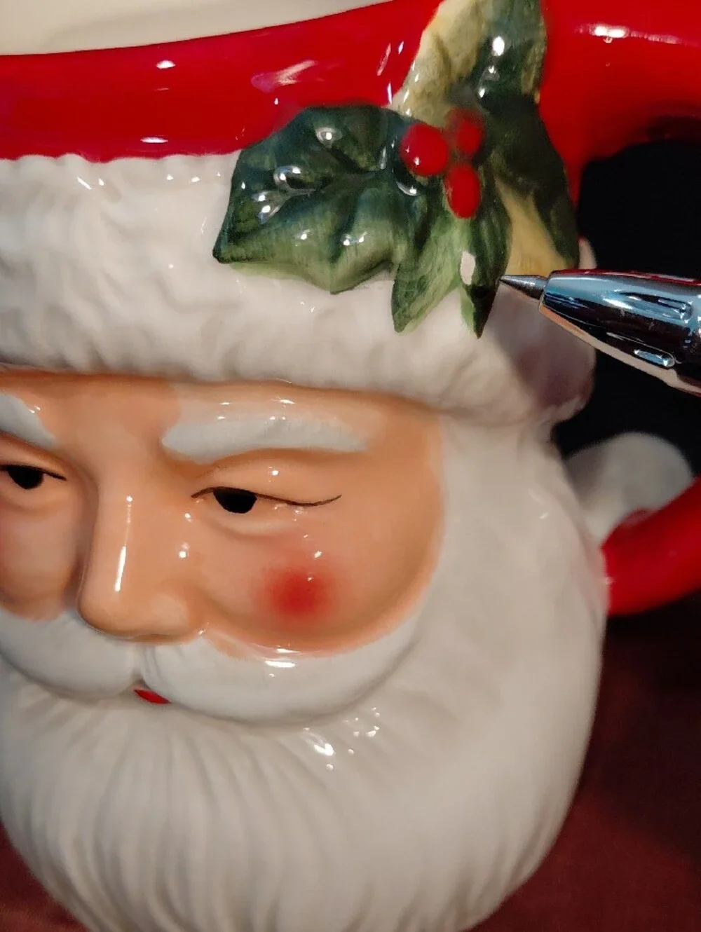 Certified International Santa Face Ceramic Mug in Red and White